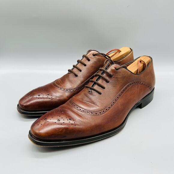 Mezlan Shoes Men 8.5 Brown Leather Oxford Dress Brogue Lace Up Medallion Classic main image 10